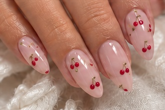 Illustrative AI manicure — Cherry details