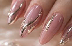 Illustrative AI manicure — Chrome accents
