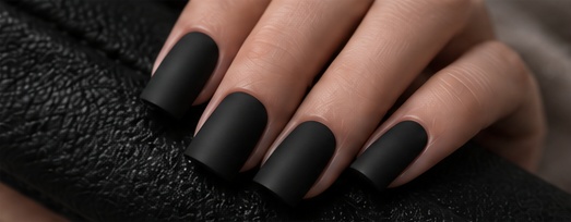 AI inspiration: plain matte black nails with a classic squared shape