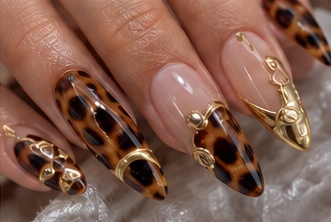 Illustrative AI manicure — Warm tones